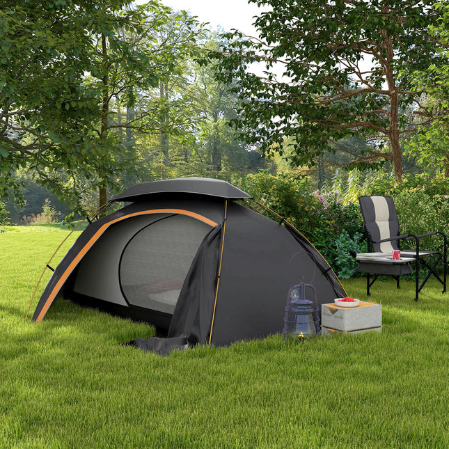 1-2 Man Aluminium Frame Camping Dome Tent with Rainfly - Grey