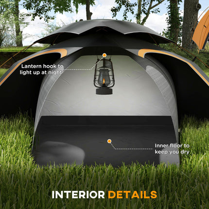 1-2 Man Aluminium Frame Camping Dome Tent with Rainfly - Grey