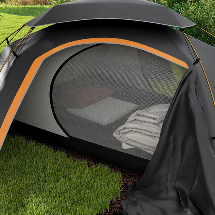 1-2 Man Aluminium Frame Camping Dome Tent with Rainfly - Grey