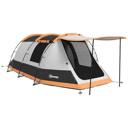 Three-Man Camping Tent with Two Rooms and Porch - Orange
