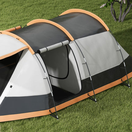 Three-Man Camping Tent with Two Rooms and Porch - Orange