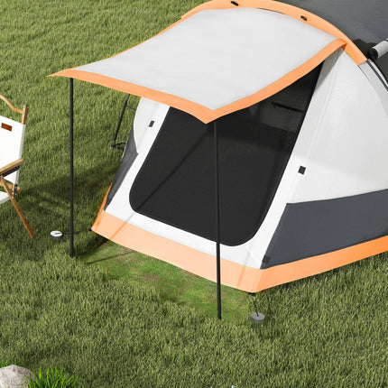Three-Man Camping Tent with Two Rooms and Porch - Orange