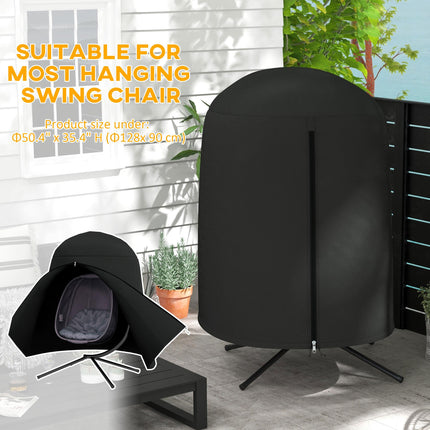 Waterproof Hanging Egg Chair Cover 190x128cm 420D Oxford Fabric - Black