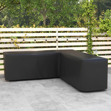250 x 250cm Waterproof UV Protection L-Shaped Rattan Sofa Cover - Black