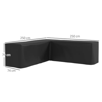 250 x 250cm Waterproof UV Protection L-Shaped Rattan Sofa Cover - Black