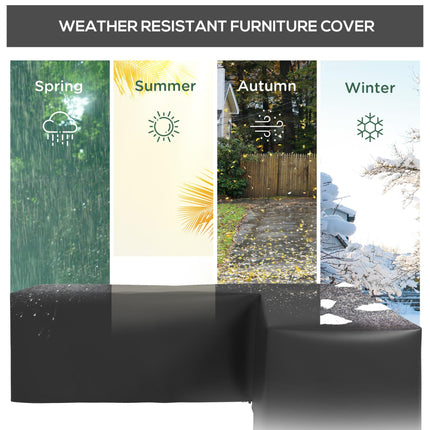 250 x 250cm Waterproof UV Protection L-Shaped Rattan Sofa Cover - Black
