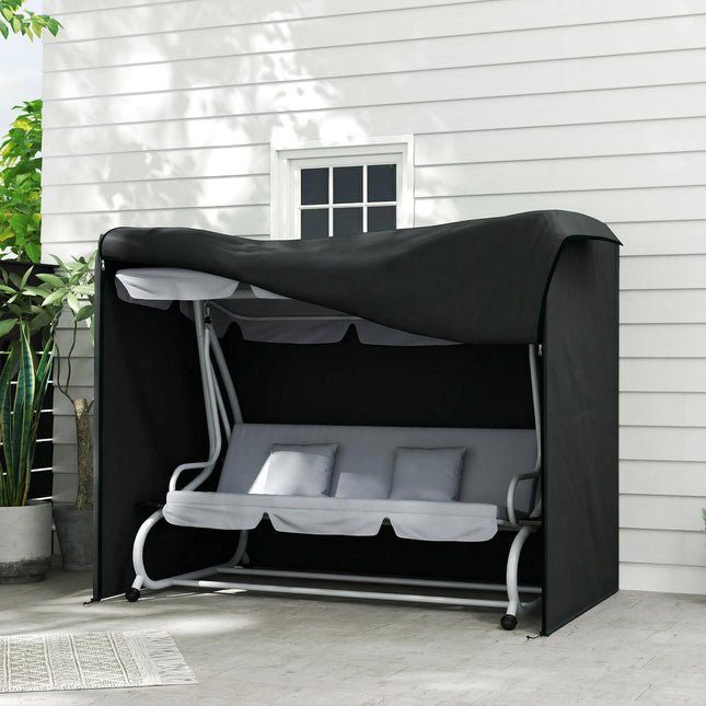 Three-Seater Waterproof UV-Resistant Swing Chair Cover Oxford Cloth - Black