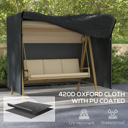 Three-Seater Waterproof UV-Resistant Swing Chair Cover Oxford Cloth - Black