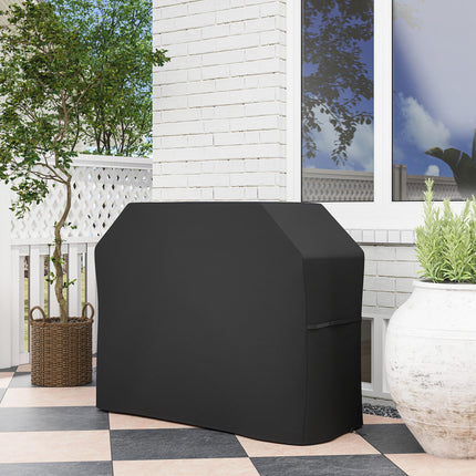 Large Weather-Resistant Waterproof BBQ Grill Cover for Rectangular Grills up to 145x55cm - Black