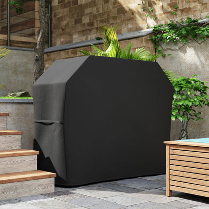 Large Weather-Resistant Waterproof BBQ Grill Cover for Rectangular Grills up to 145x55cm - Black