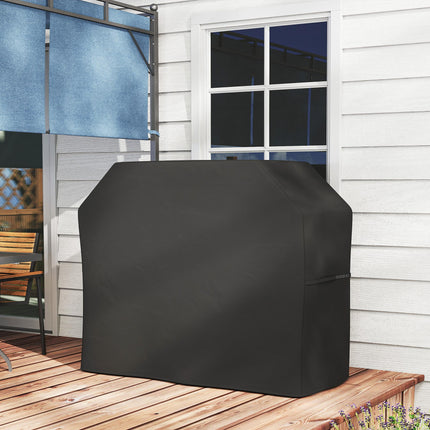 Large Weather-Resistant Waterproof BBQ Grill Cover for Rectangular Grills up to 145x55cm - Black