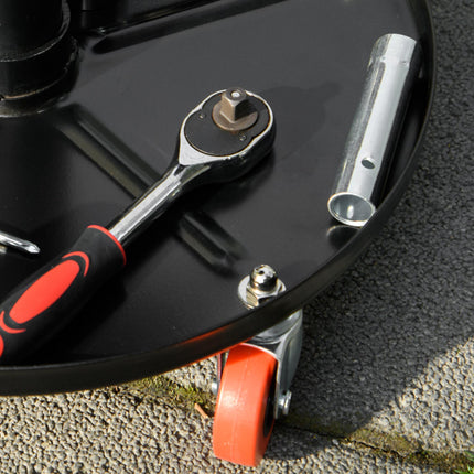 Pneumatic Adjustable Workshop Mechanic Stool with Tool Tray and Wheels - Black
