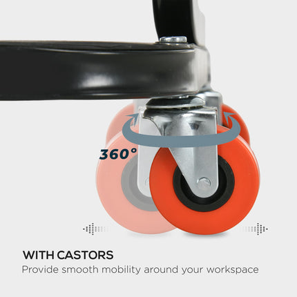 Rolling Workshop Mechanic Stool with 360° Swivel, Padded Seat & Tool Tray - Red
