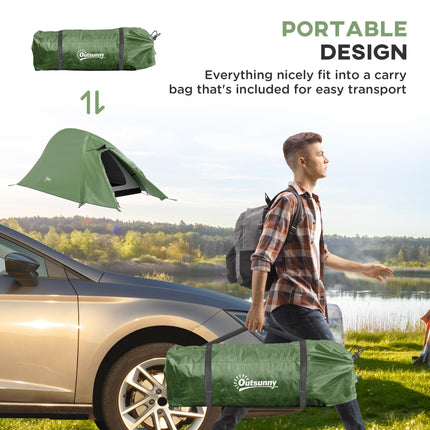 1-2 Man Waterproof Lightweight Double Layer Camping Tent - Green