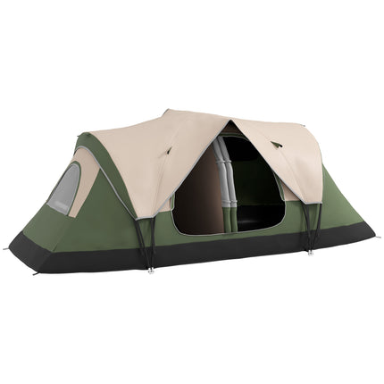 Waterproof Camping Tent for 6-8 People with Two-Room Layout - Dark Green