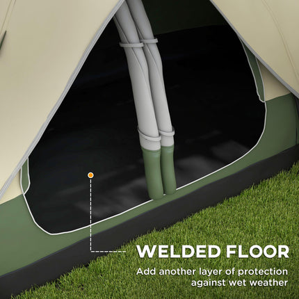 Waterproof Camping Tent for 6-8 People with Two-Room Layout - Dark Green