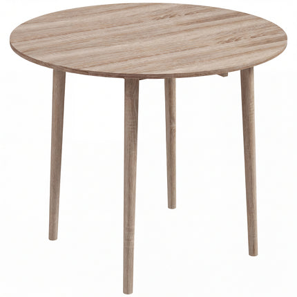 Folding Round Drop Leaf Dining Table with Wood Legs - Natural