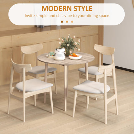 Folding Round Drop Leaf Dining Table with Wood Legs - Natural