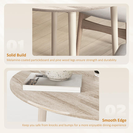 Folding Round Drop Leaf Dining Table with Wood Legs - Natural