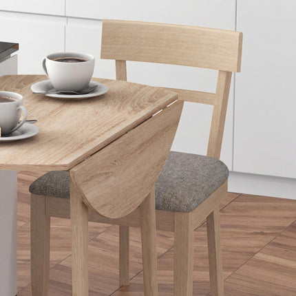 Folding Round Drop Leaf Dining Table with Wood Legs - Natural