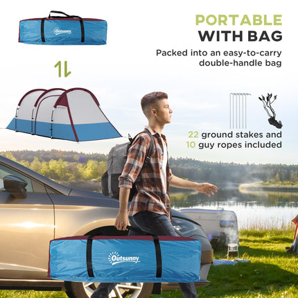 Large Waterproof Camping Tent with Bedroom and Living Area - Red