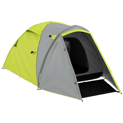 2-3 Man Waterproof 2-Room Camping Tent with Carry Bag - Yellow