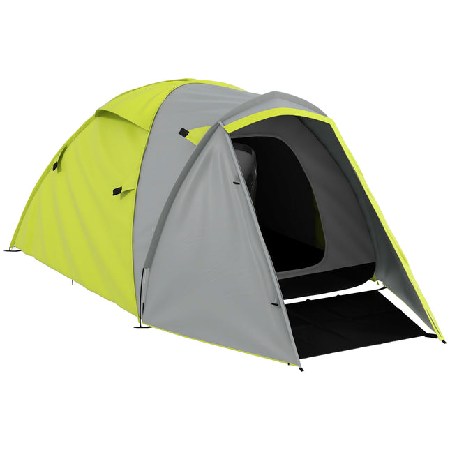 2-3 Man Waterproof 2-Room Camping Tent with Carry Bag - Yellow