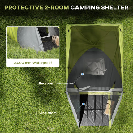 2-3 Man Waterproof 2-Room Camping Tent with Carry Bag - Yellow