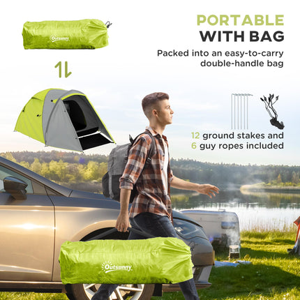 2-3 Man Waterproof 2-Room Camping Tent with Carry Bag - Yellow