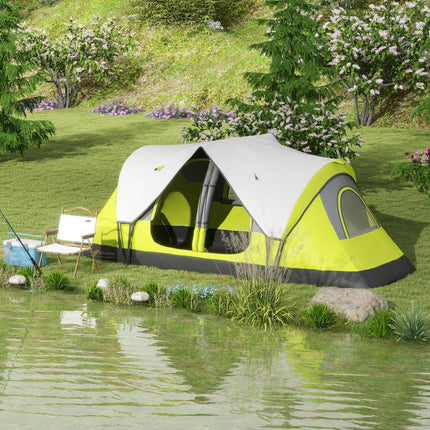 Spacious 2 Bedroom Camping Tent for 6-8 People with Removable Divider - Yellow