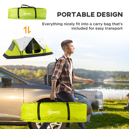 Spacious 2 Bedroom Camping Tent for 6-8 People with Removable Divider - Yellow