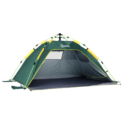 2 Person Pop-Up Beach Tent with Mesh Windows - Dark Green