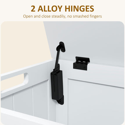 Modern Wooden Storage Chest with 2 Safety Hinges & Cut-out Handles 76x40x48 cm - White