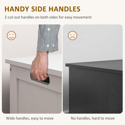 Modern Wooden Storage Chest with 2 Safety Hinges & Cut-out Handles 76x40x48 cm - White