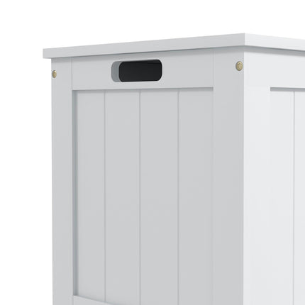 Modern Wooden Storage Chest with 2 Safety Hinges & Cut-out Handles 76x40x48 cm - White