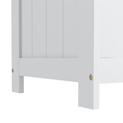 Modern Wooden Storage Chest with 2 Safety Hinges & Cut-out Handles 76x40x48 cm - White