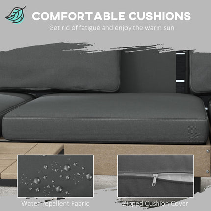 3 Piece L Shaped Garden Sofa Set with Cushions and Coffee Table - Grey