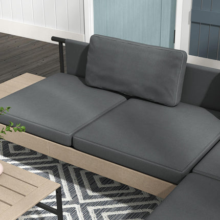 3 Piece L Shaped Garden Sofa Set with Cushions and Coffee Table - Grey