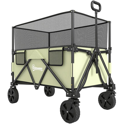 180L Folding Garden Trolley Cart with Extendable Side Walls - Light Green