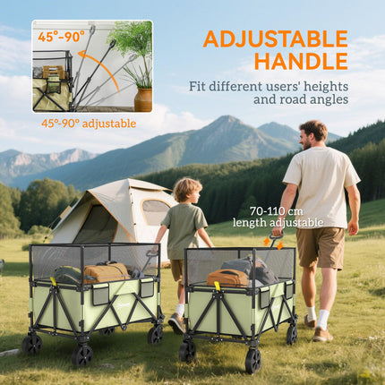 180L Folding Garden Trolley Cart with Extendable Side Walls - Light Green