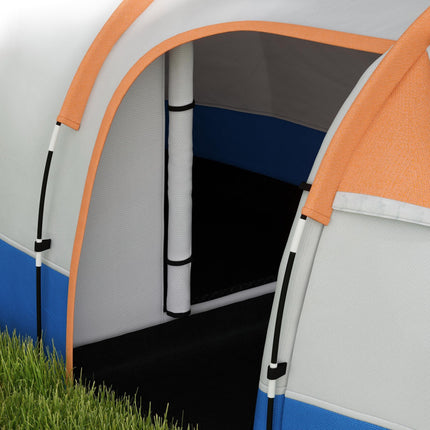 Large Waterproof Camping Tunnel Tent with Bedroom, Living Area & Porch - Orange