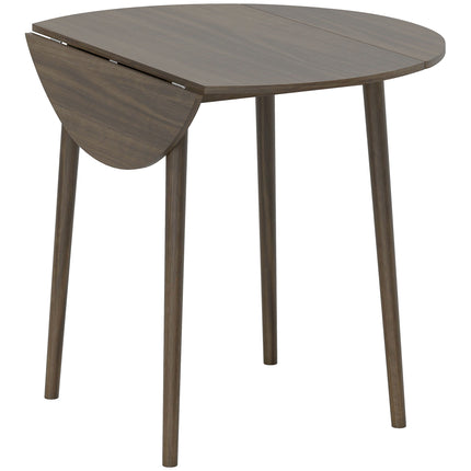 Folding Round Drop Leaf Dining Table for 4 with Wood Legs - Grey