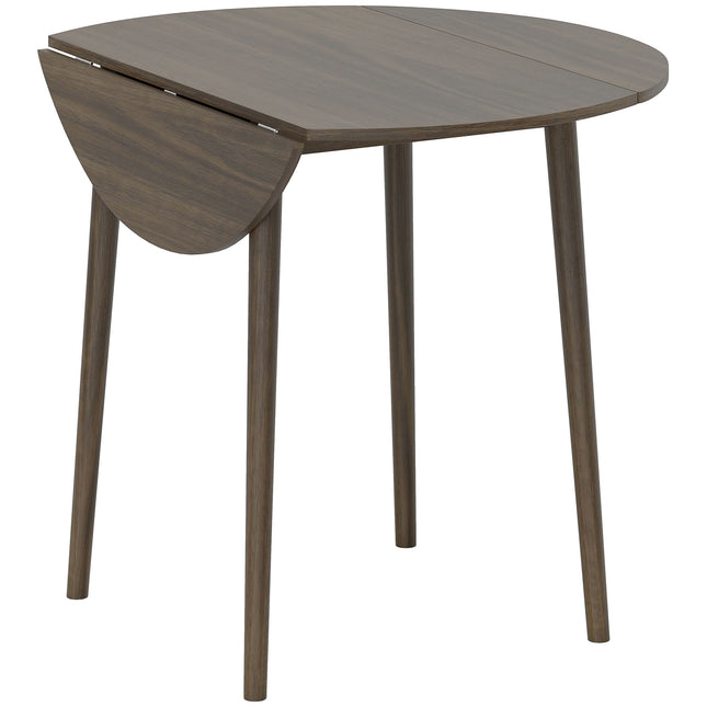 Folding Round Drop Leaf Dining Table for 4 with Wood Legs - Grey