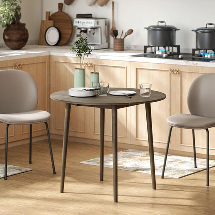 Folding Round Drop Leaf Dining Table for 4 with Wood Legs - Grey