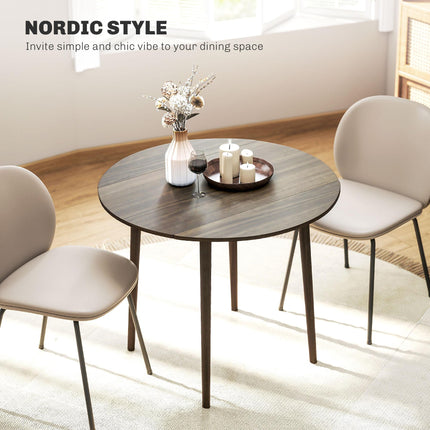 Folding Round Drop Leaf Dining Table for 4 with Wood Legs - Grey