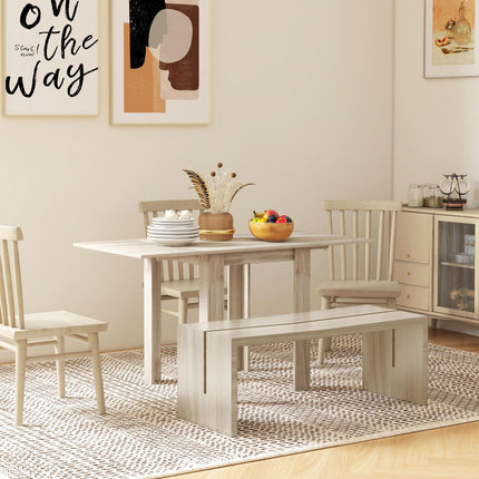 Four-Seater Drop Leaf Dining Table with Expandable Top - Oak Wood Effect