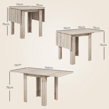 Four-Seater Drop Leaf Dining Table with Expandable Top - Oak Wood Effect