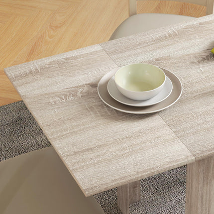 Four-Seater Drop Leaf Dining Table with Expandable Top - Oak Wood Effect
