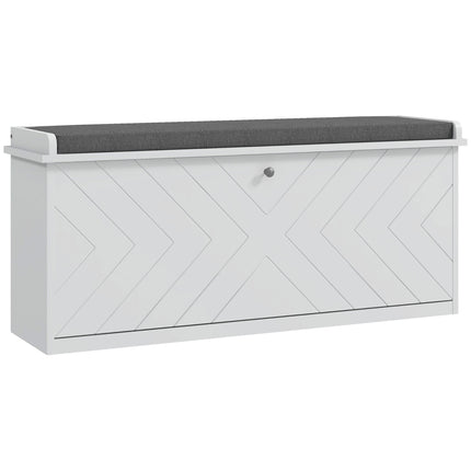 10-Shoe Storage Bench with Padded Seat - White/Grey
