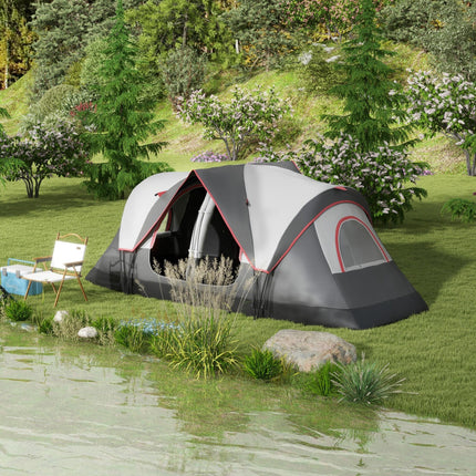 Waterproof Camping Tent for 6-8 People with Rainfly Spacious Design - Grey